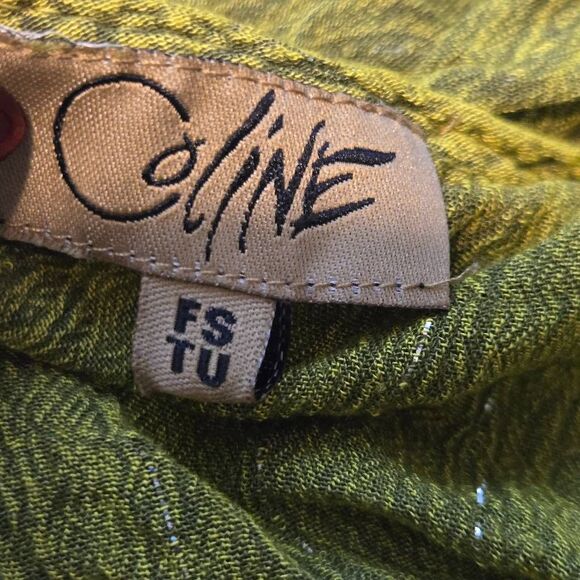 Coline Tunic FS Sleeveless Blouse Boho Free Size Green Metallic - Picture 6 of 7